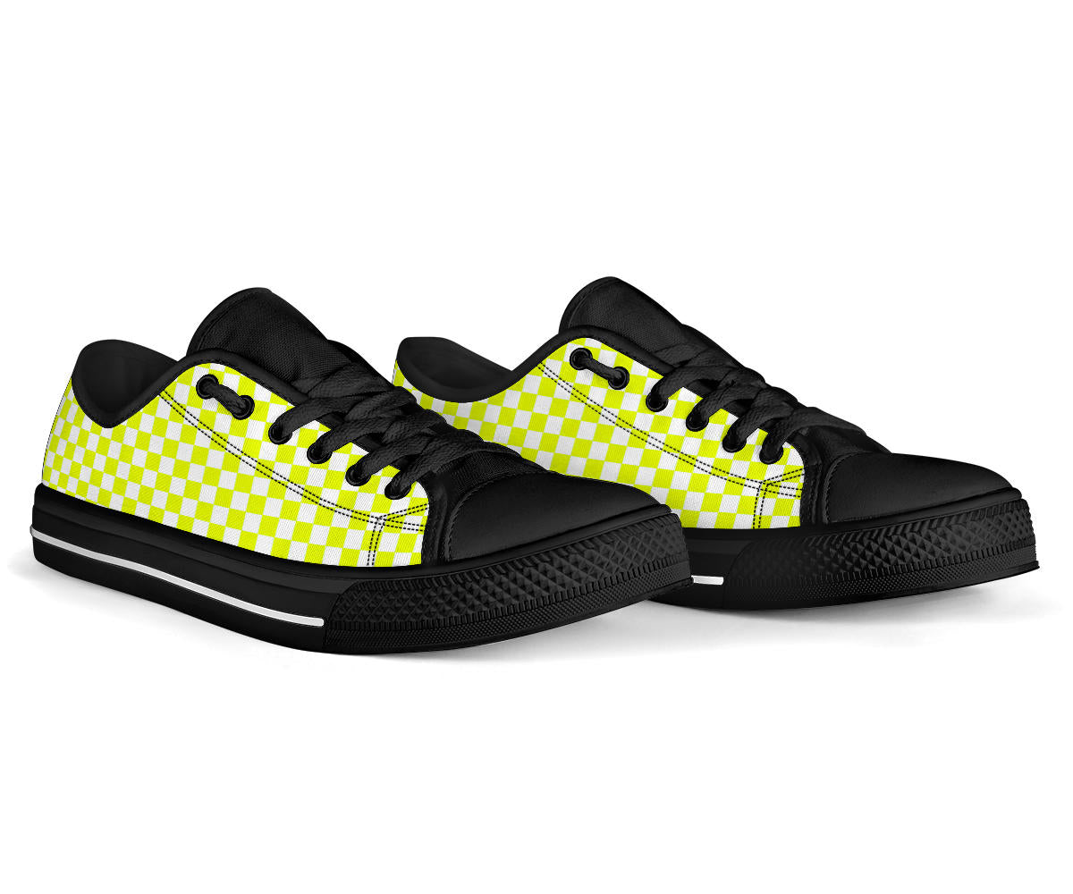 Racing Yellow Checkered Low Tops Black