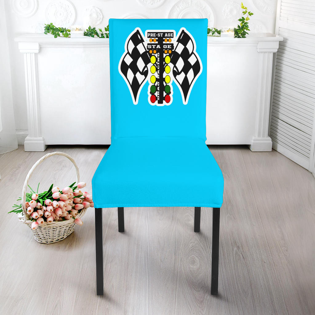 Drag Racing Dining Chair Slipcover Carolina Blue