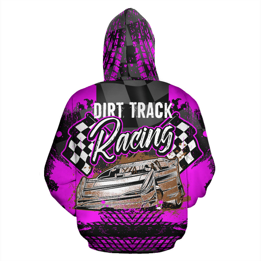 Dirt Track Racing All Over Print Zip Up Hoodie Pink!