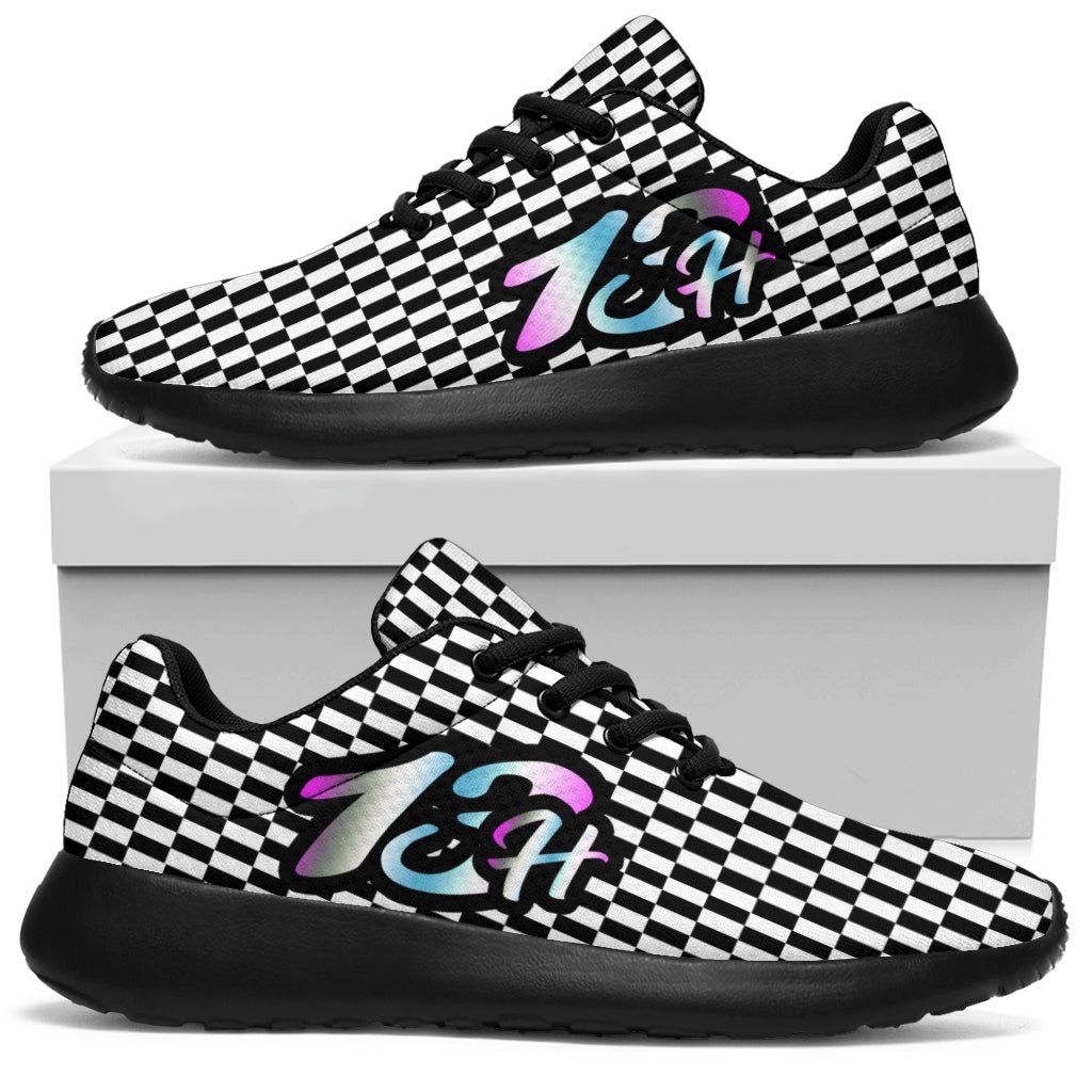 Racing Sneakers Checkered Flag Number 13H Rainbow