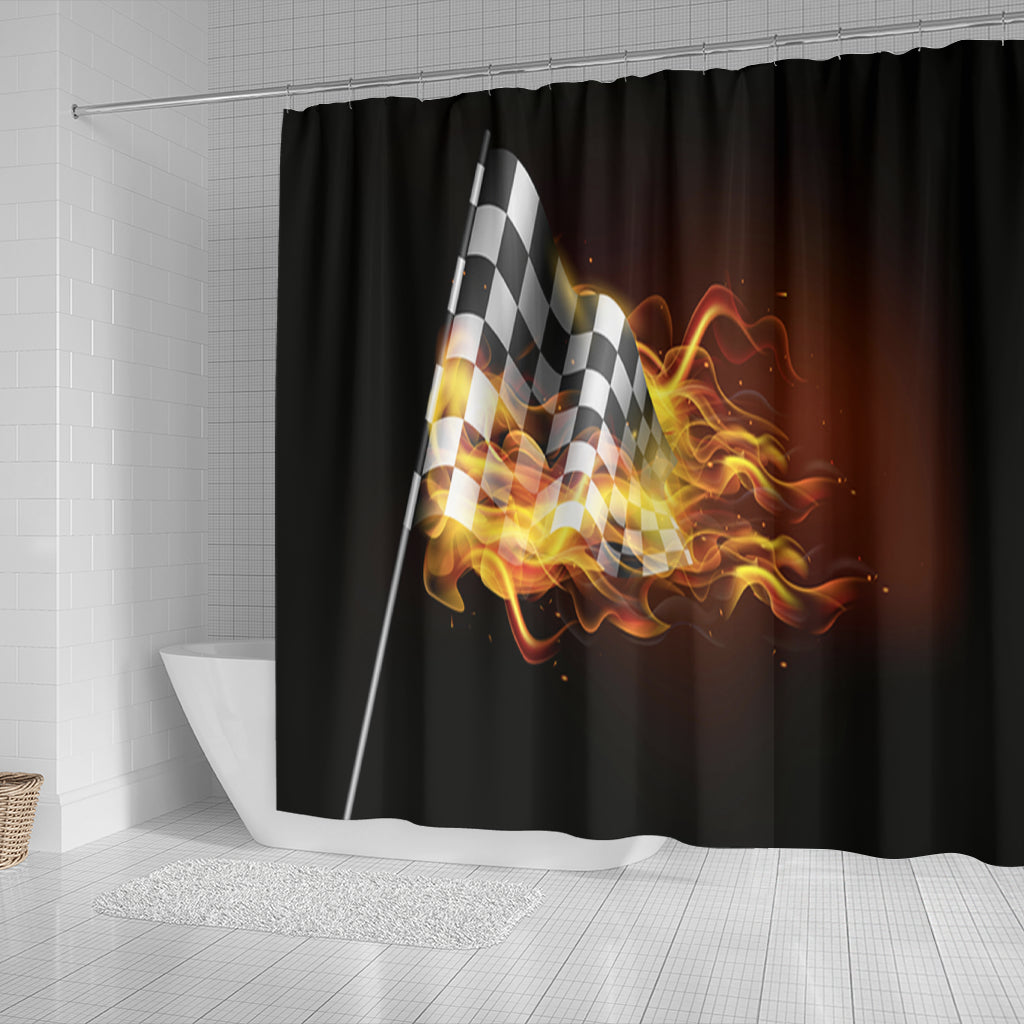 Racing Flag Of Flame Shower Curtain