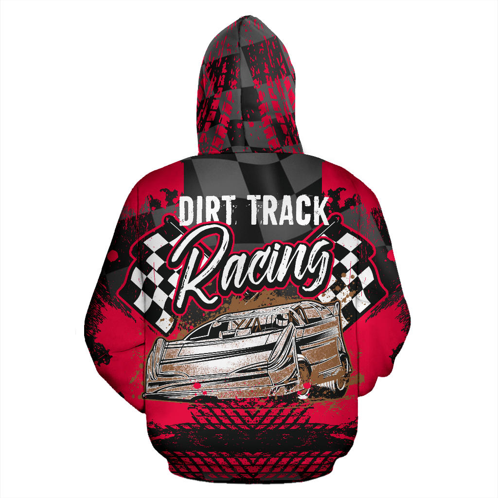 Dirt Track Racing All Over Print Hoodie Dark Pink!