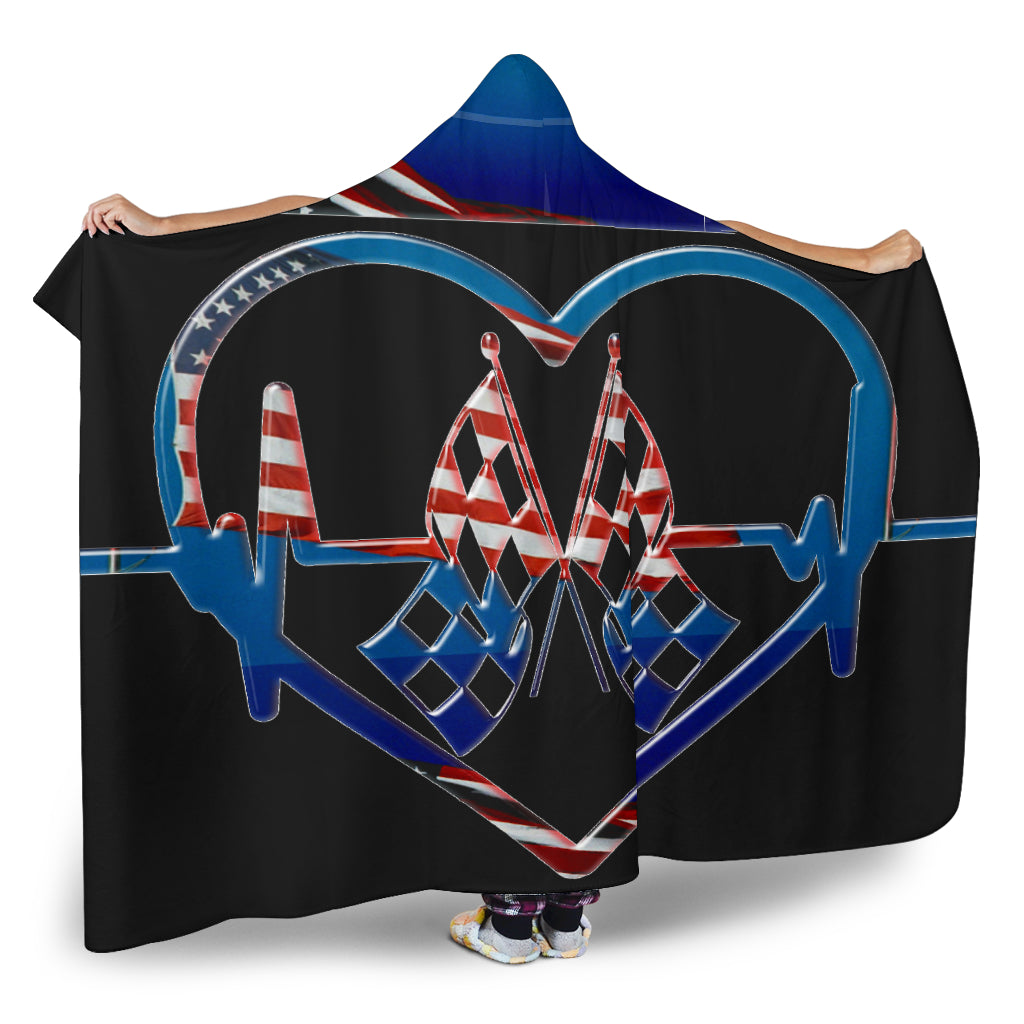 Racing Heartbeat Forever USA Hooded Blanket