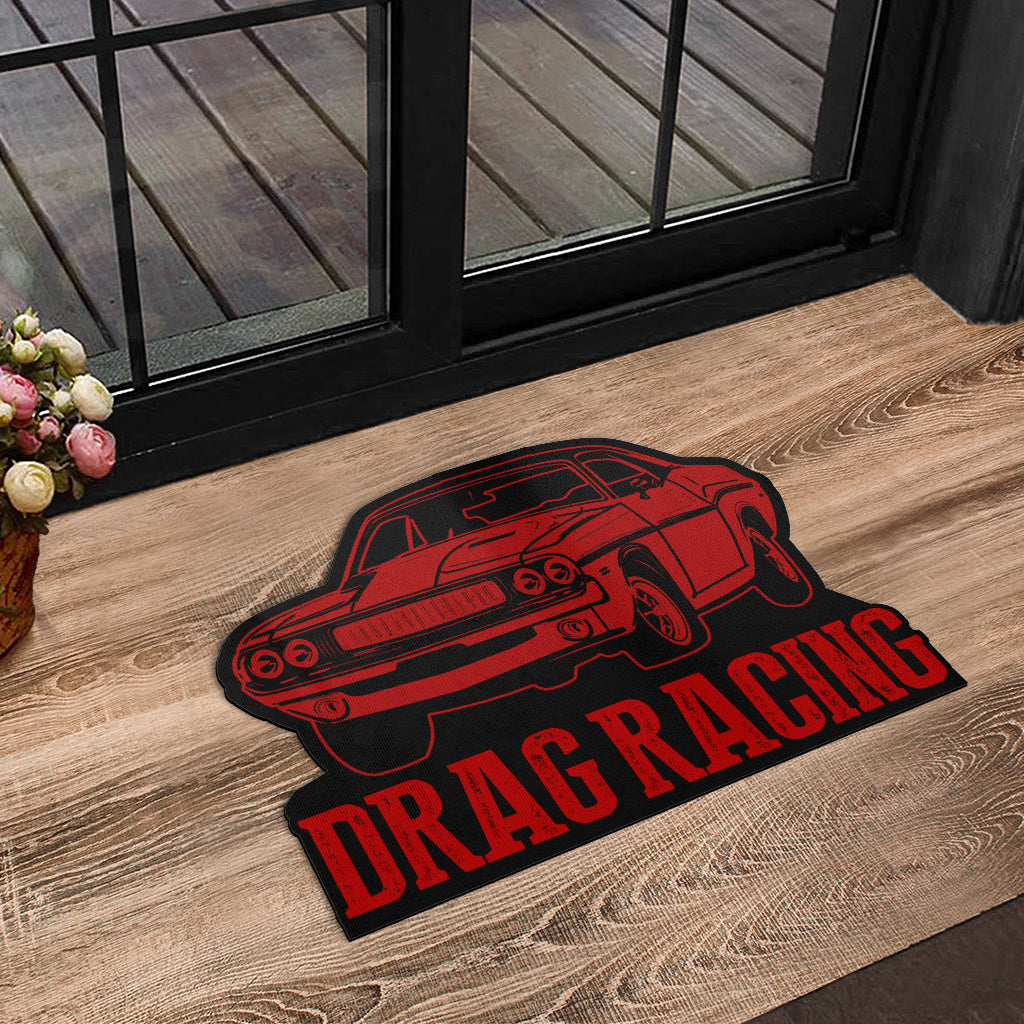 Custom shaped drag racing door mat