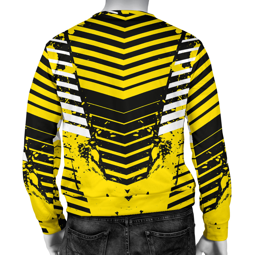 Racing Urban Style Yellow & White Stripes Vibes Men's Sweater