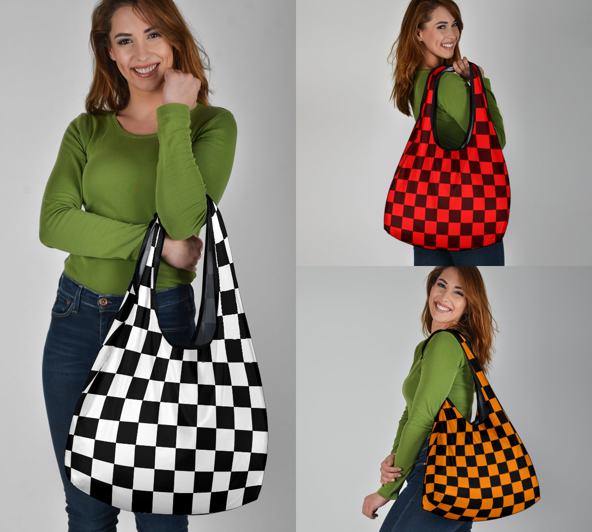 Racing Checkered Grocery Bags