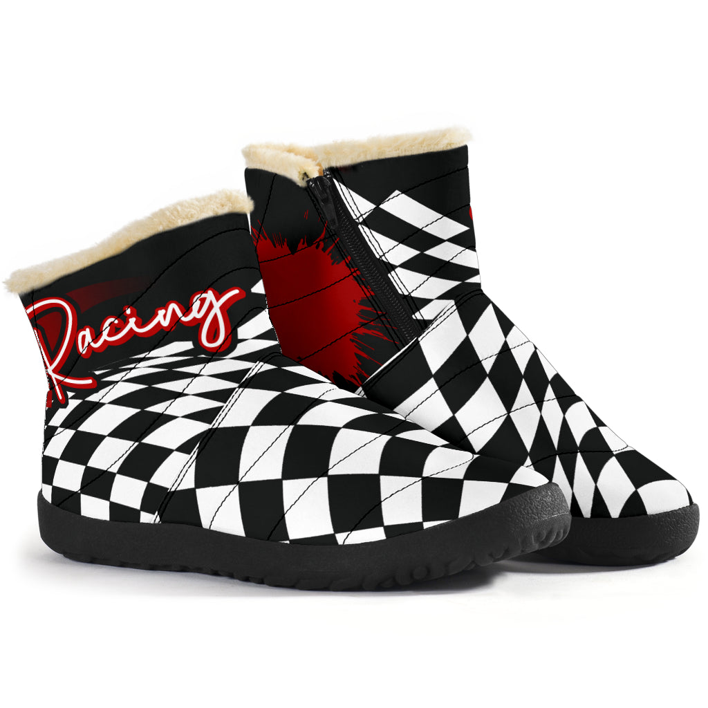 Racing Checkered Cozy Winter Boots