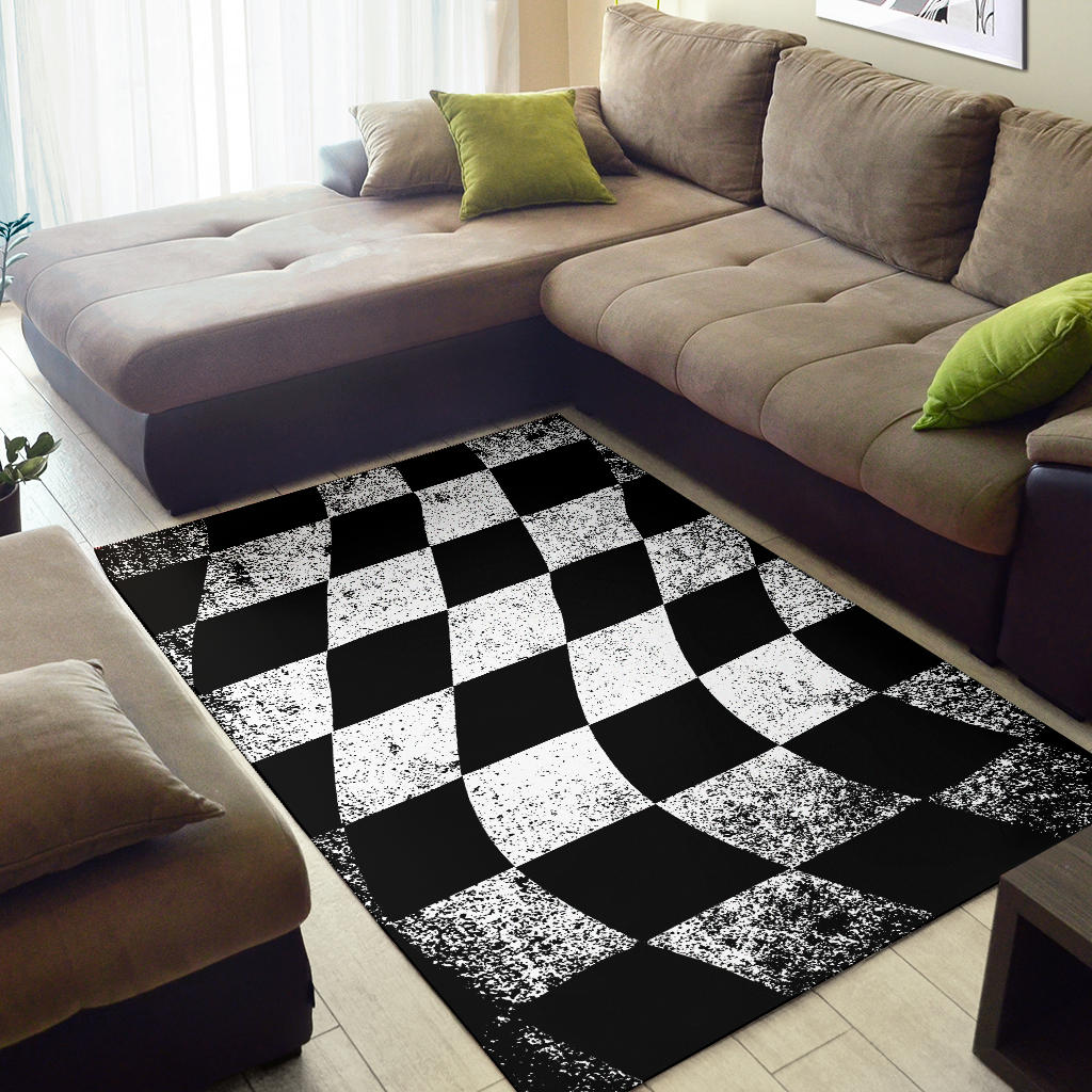 Racing Dirty Checkered Rug