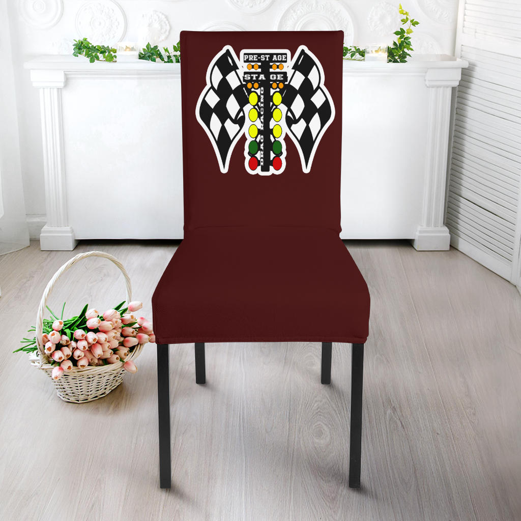 Drag Racing Dining Chair Slipcover Maroon