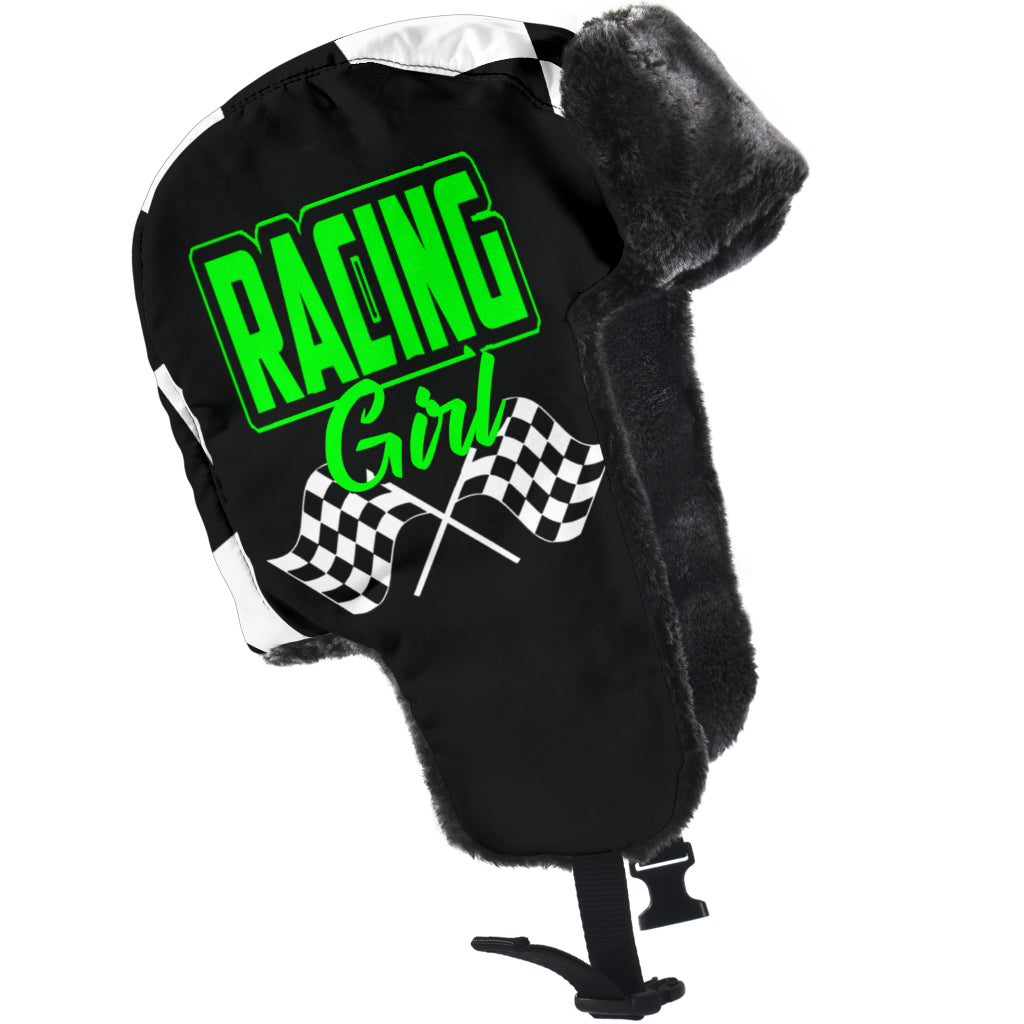 Racing Girl Checkered Trapper Hat 