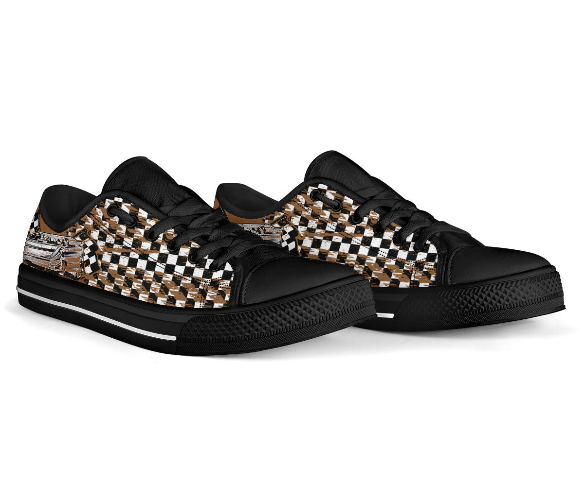 Dirt Track Checkered Late Model Low Tops Black