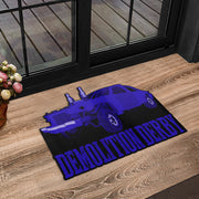 Custom shaped demolition derby door mat