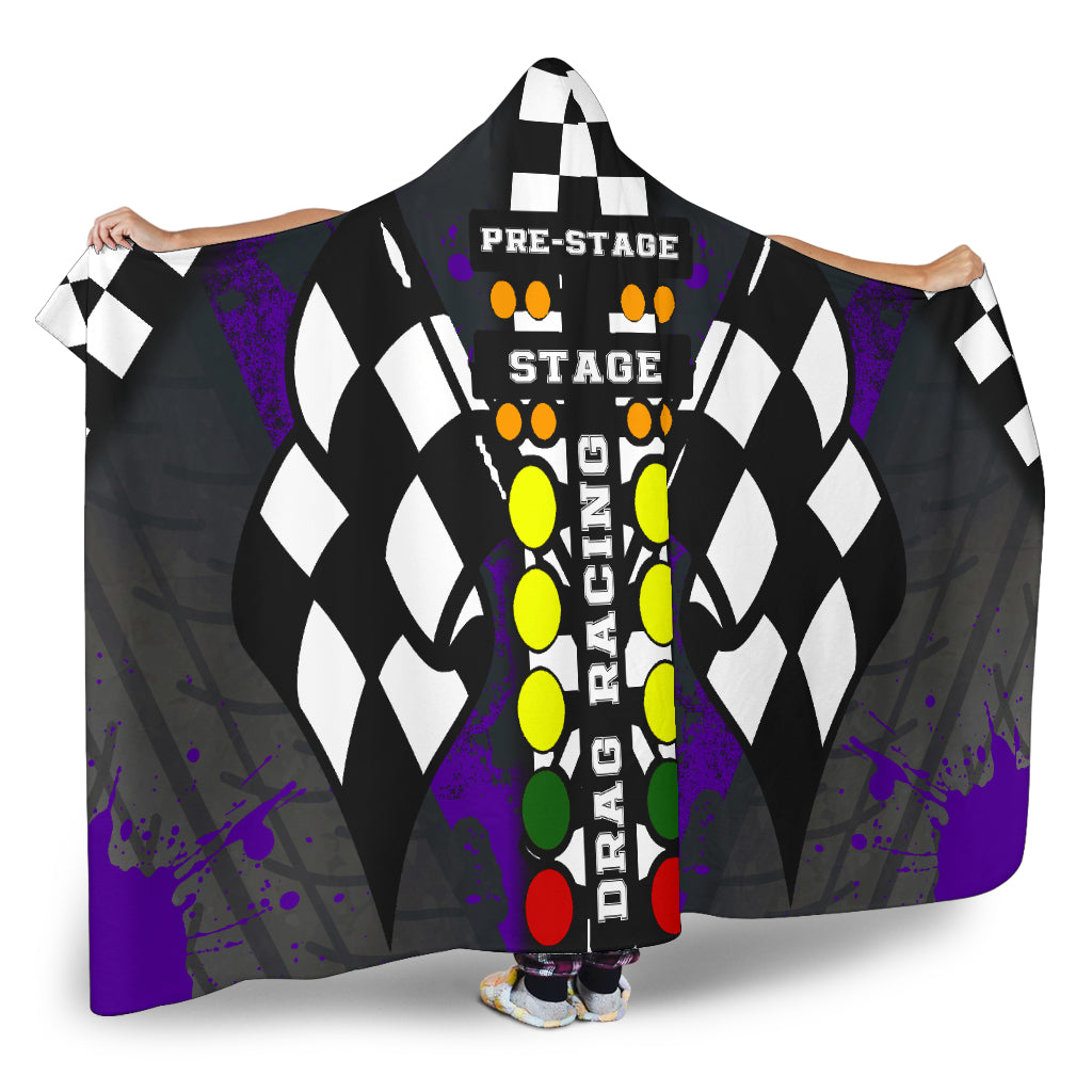 Drag Racing Purple Hooded Blanket