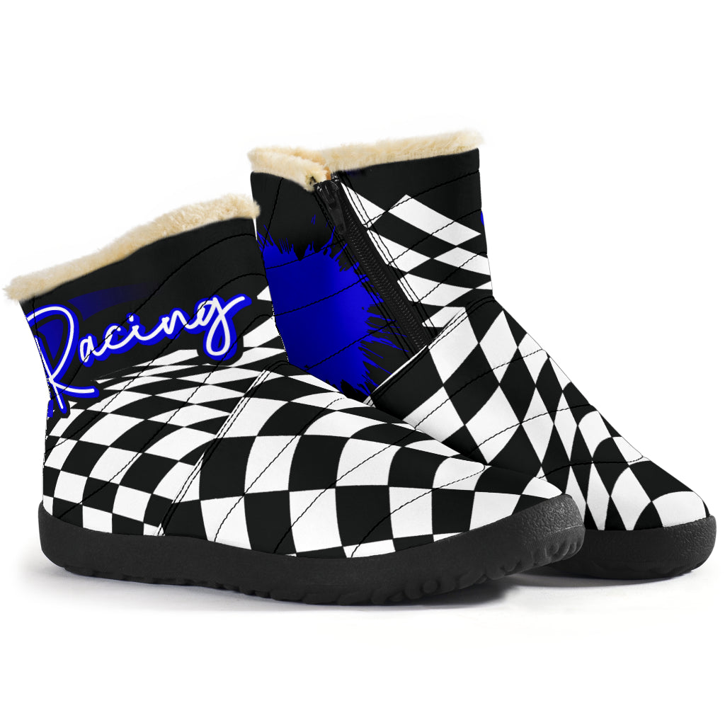 Racing Checkered Cozy Winter Boots