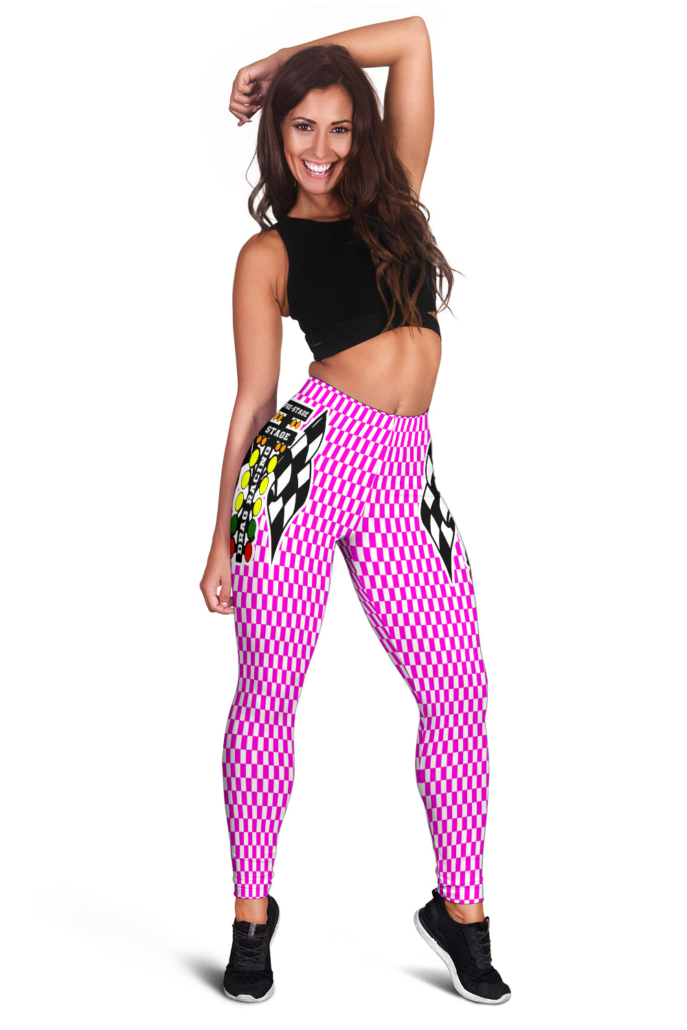 Drag Racing Pink Flag Leggings