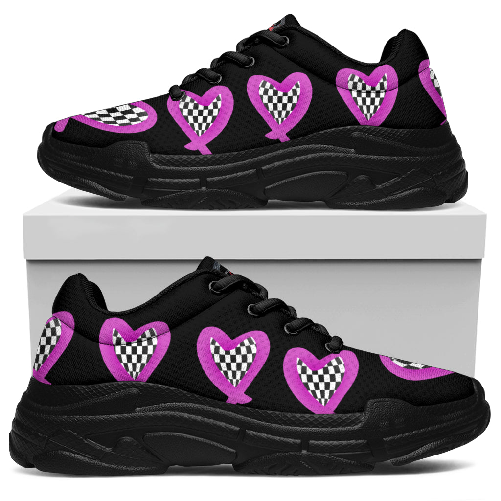 Racing Checkered Heart Chunky Sneakers