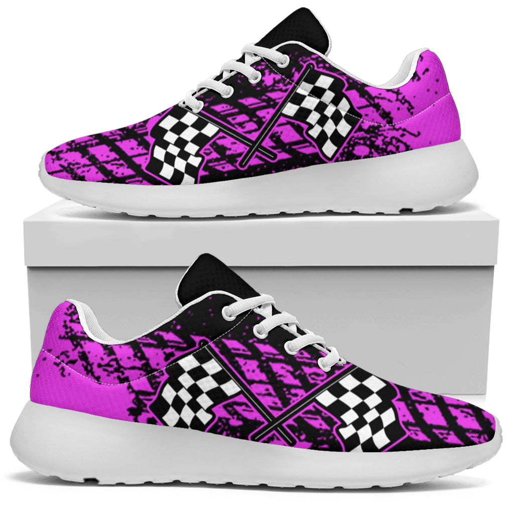 Dirt Racing Pink Muddy Flag Sneakers White