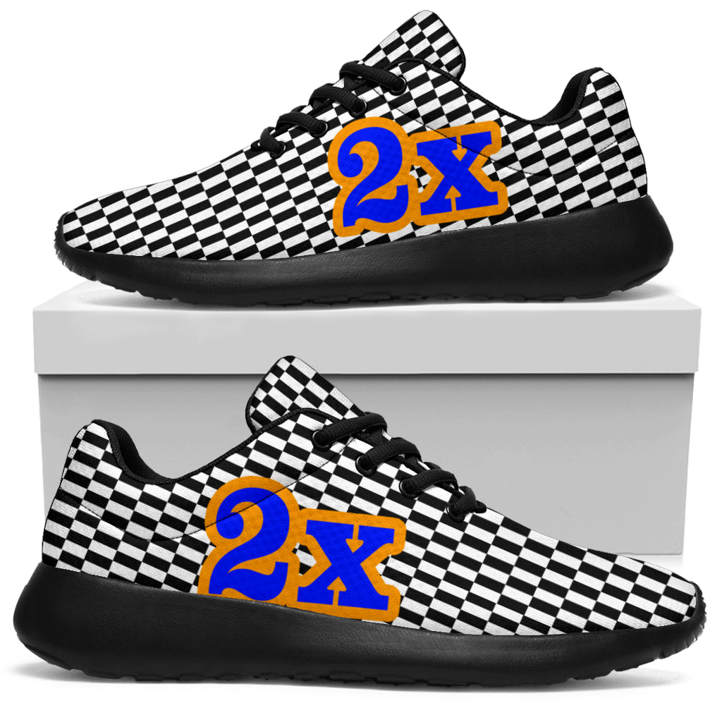 Racing Sneakers Checkered Flag Number 2x Blue