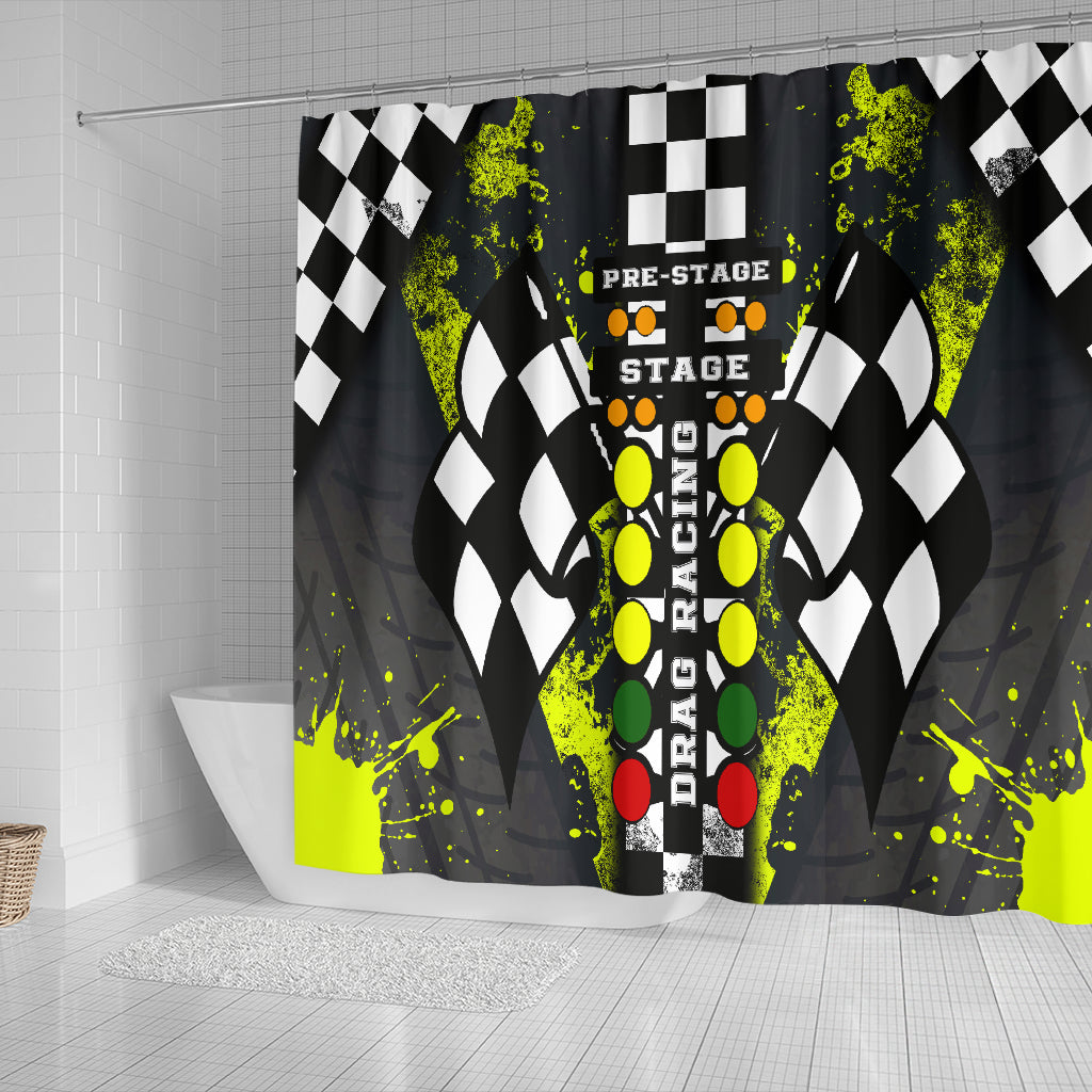Drag Racing Shower Curtains Yellow