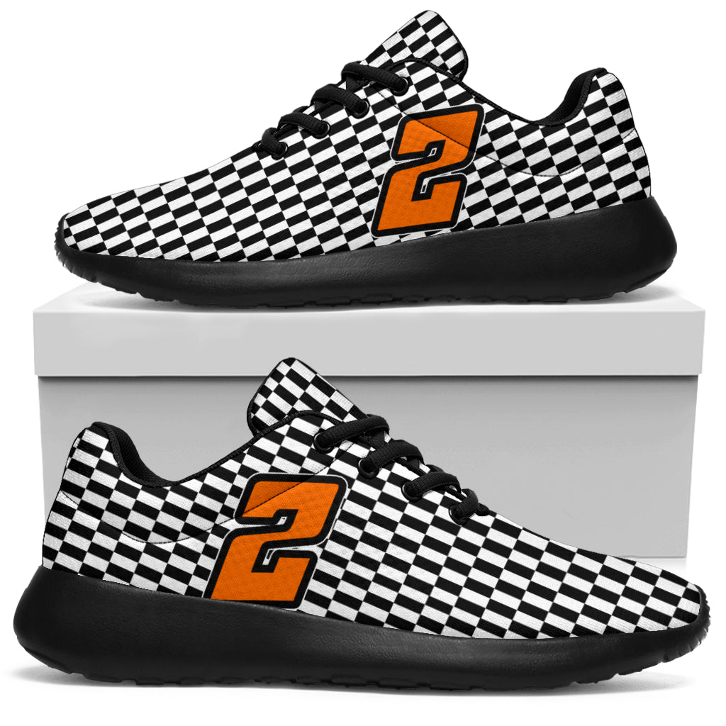 Racing Sneakers Checkered Flag Number 2 Orange