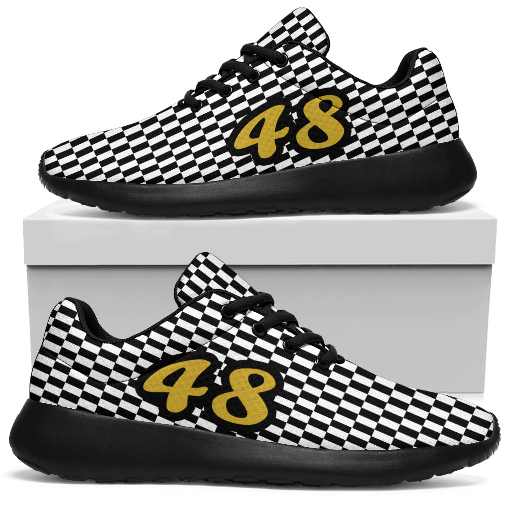 Racing Sneakers Checkered Flag Number 48 Gold