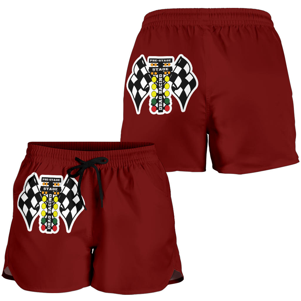 Drag Racing Flag Women's Shorts Maroon