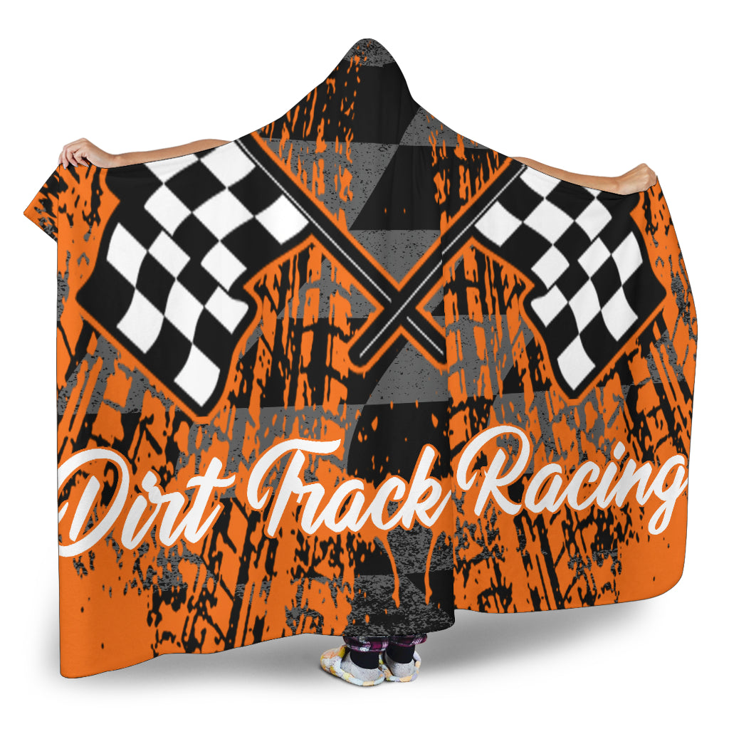 Dirt Racing Hooded Blanket Orange