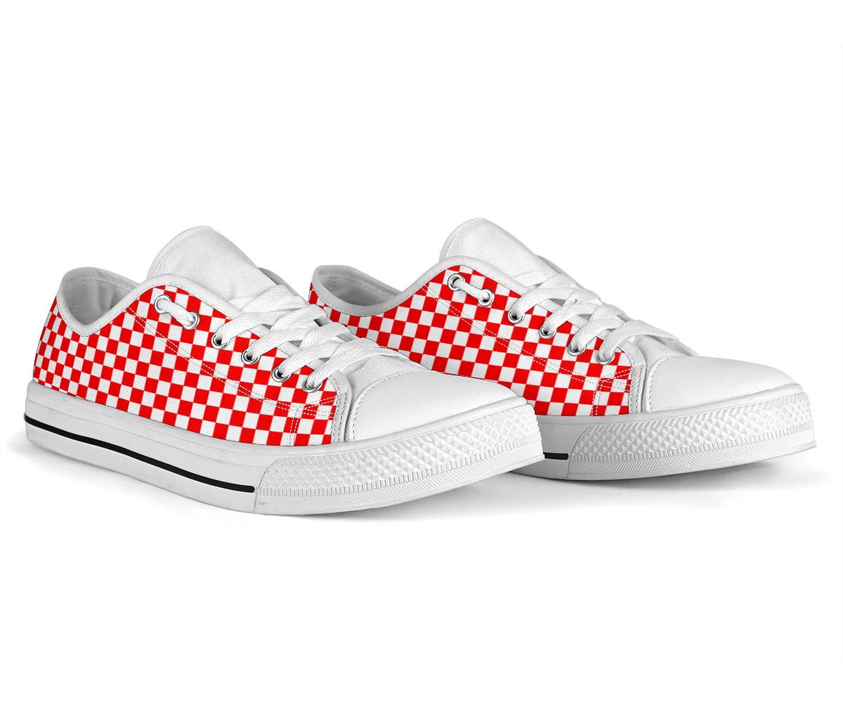 Racing Red Checkered Low Tops White