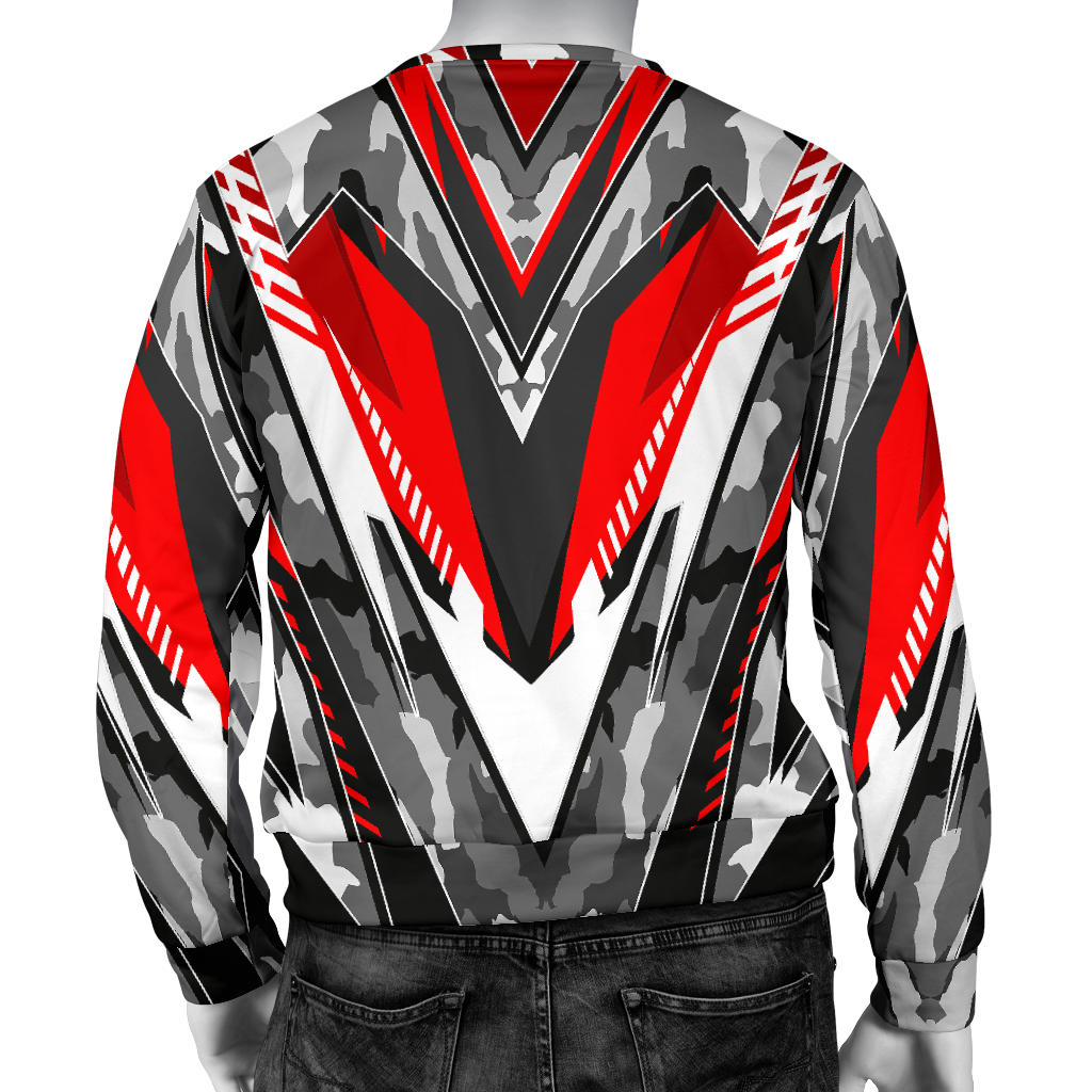 Racing Army Style Grey & Wild Red Vibe Men's Sweater