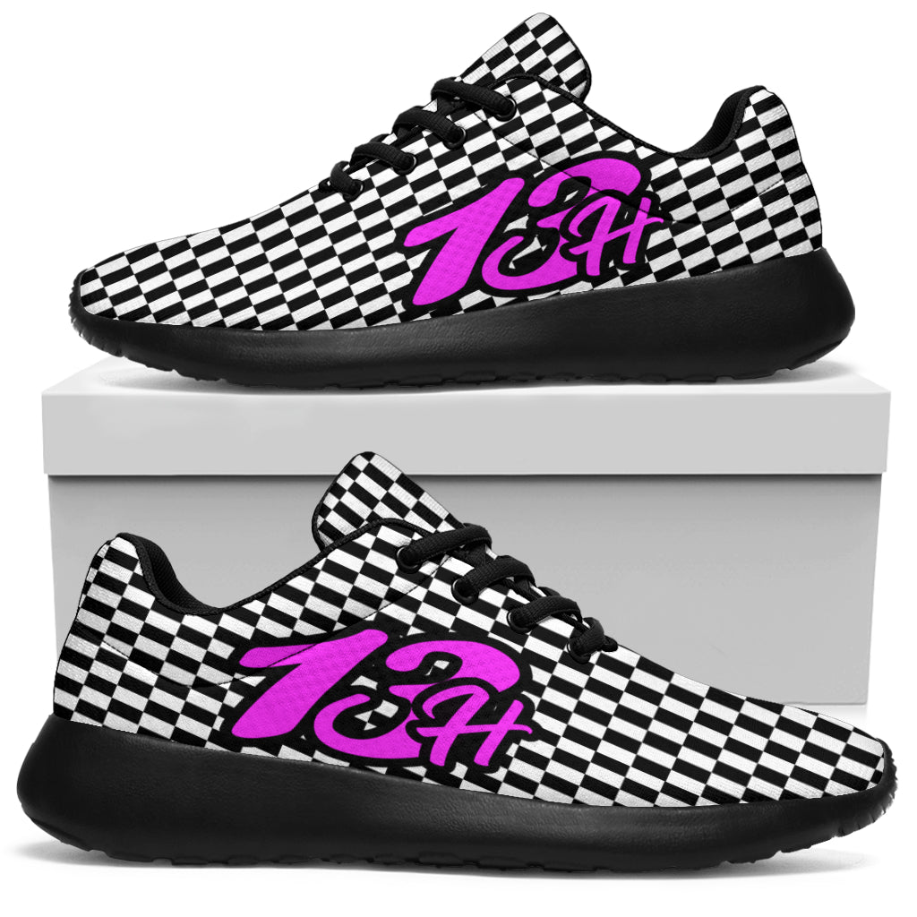 Racing Sneakers Checkered Flag Number 13H Pink