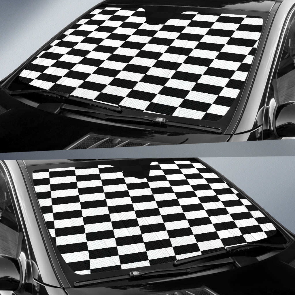 Racing Checkered Flag Windshield Sun Shade