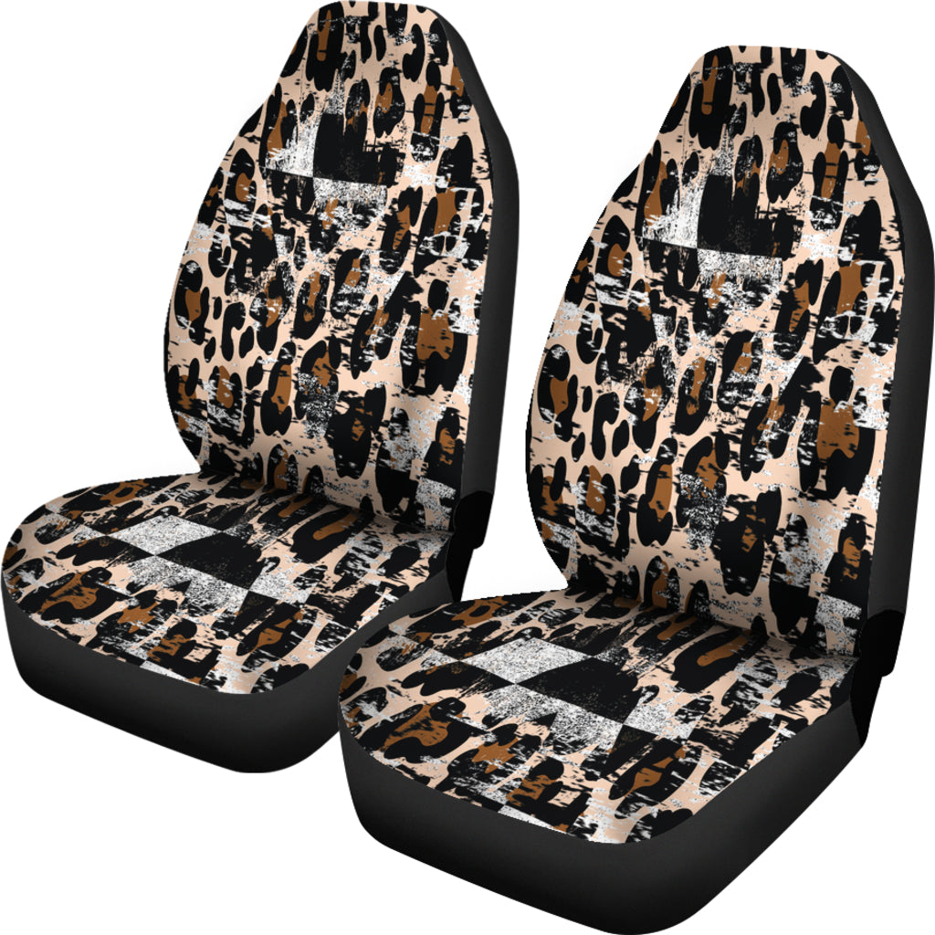 Racing checkered Leopard Seat Covers