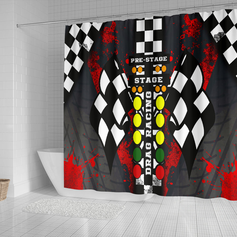 Drag Racing Shower Curtain Red