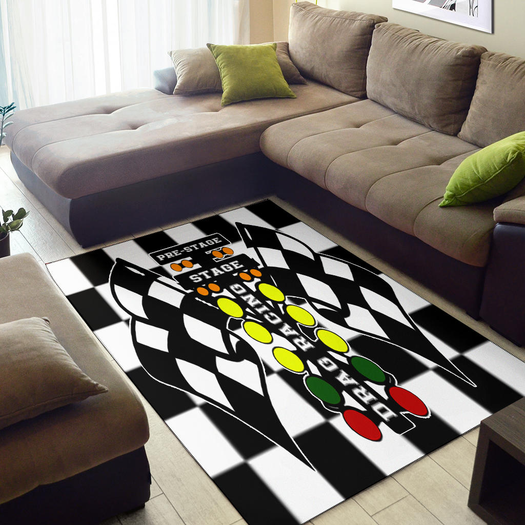 Drag Racing Flag Rug
