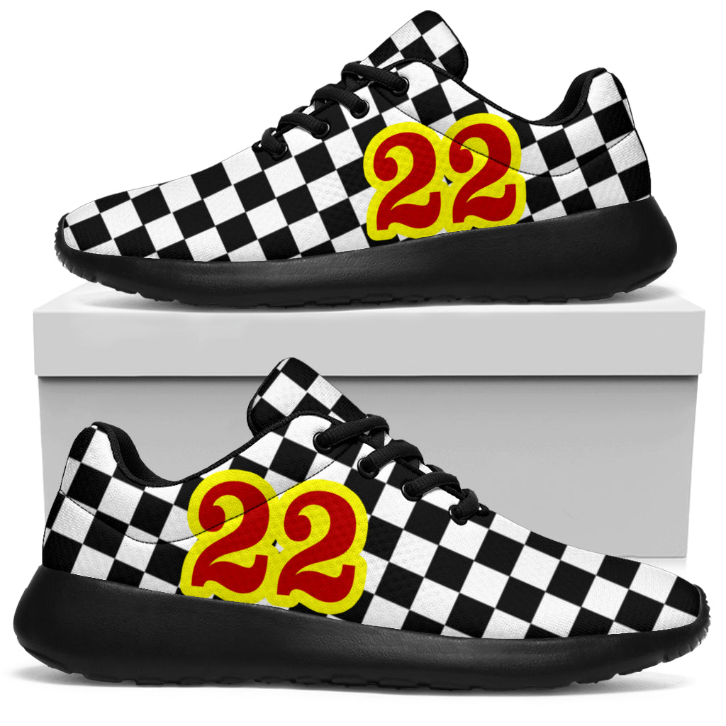 custom racing sneakers number 22 red/yellow