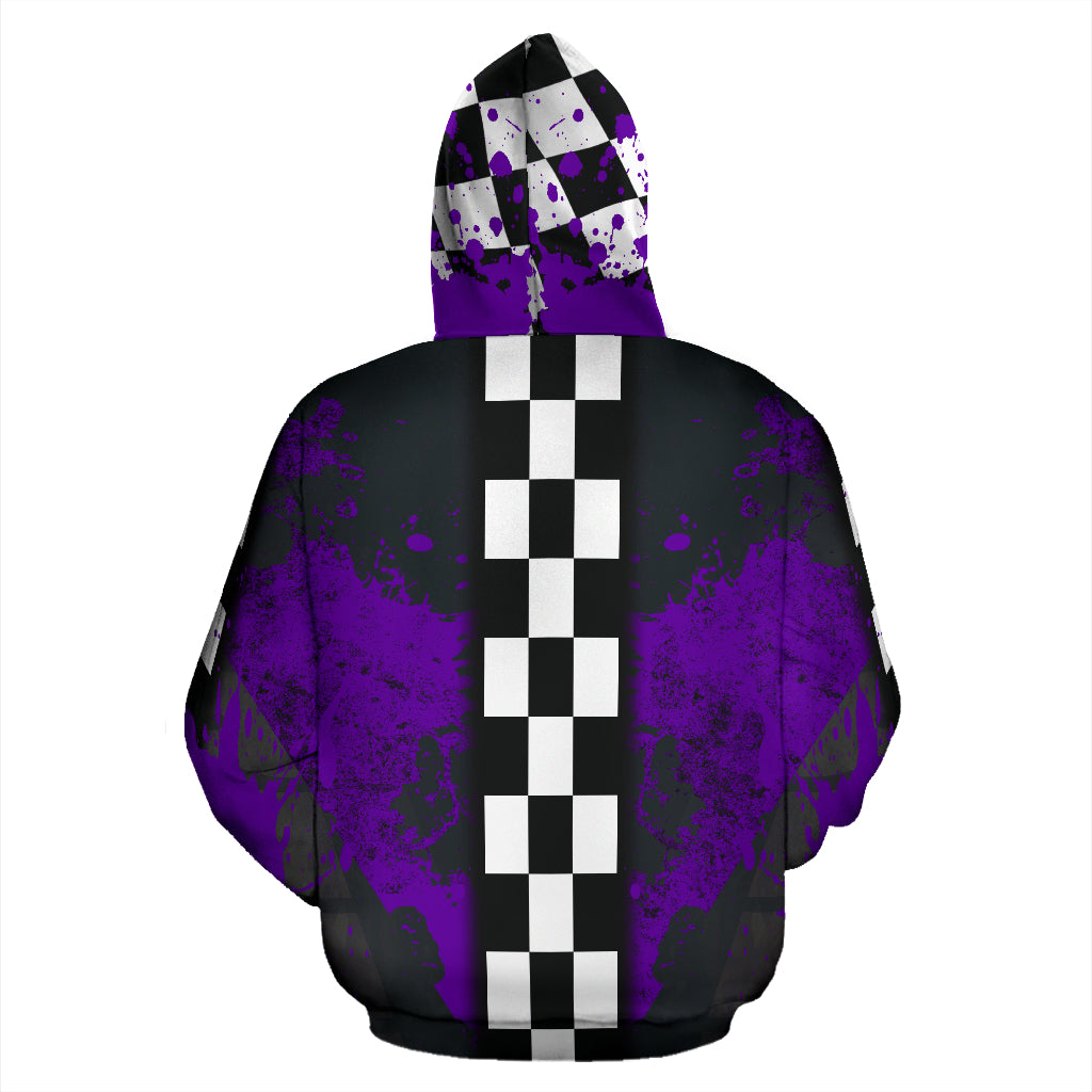 Racing All Over Print Zip Up Hoodie Purple