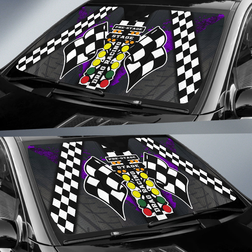 Drag Racing Windshield Sun Shade Purple (ABOUT 2 WEEKS DELIVERY)