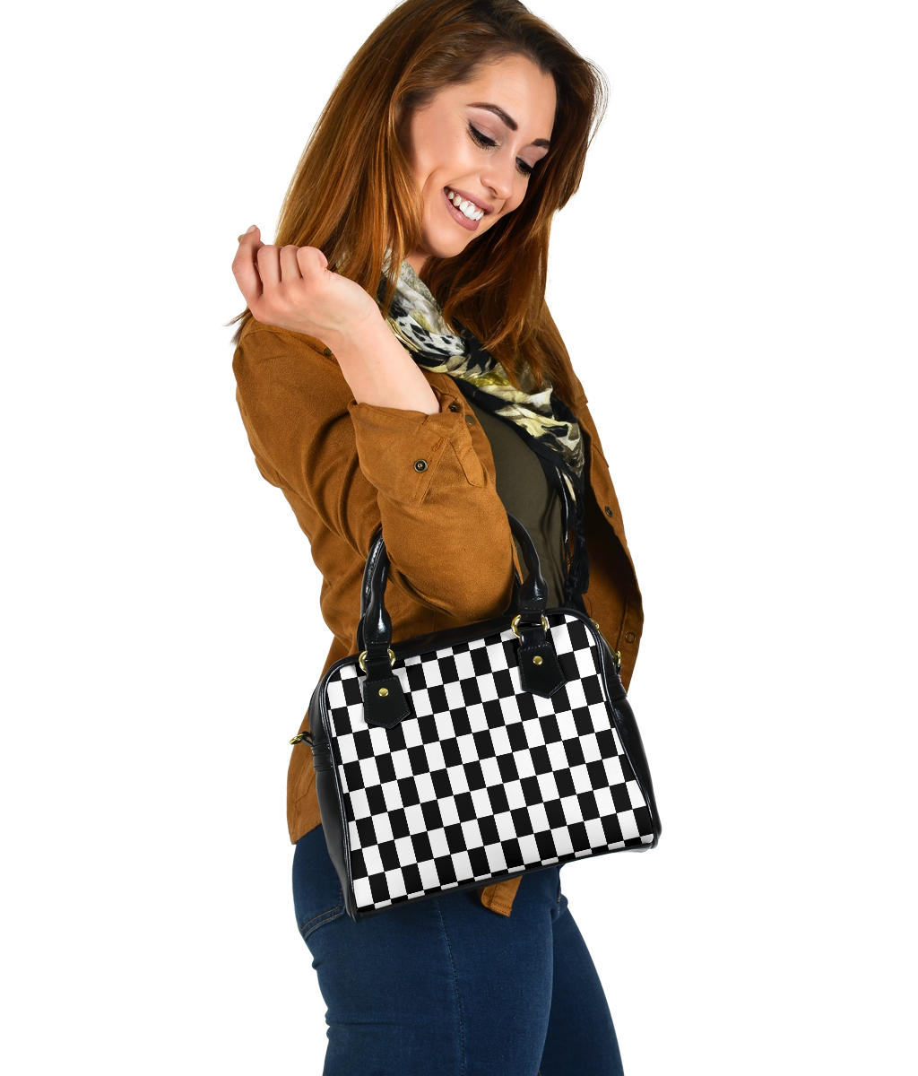 Racing Checkered Shoulder Handbag!