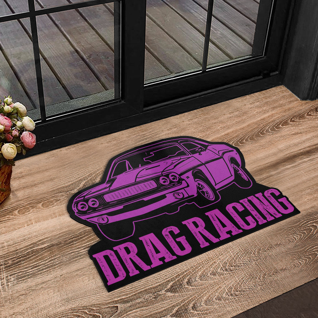 Custom shaped drag racing door mat