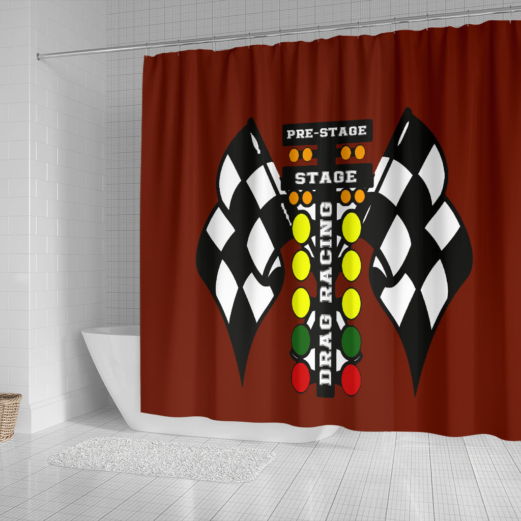 Drag Racing Shower Curtain Maroon