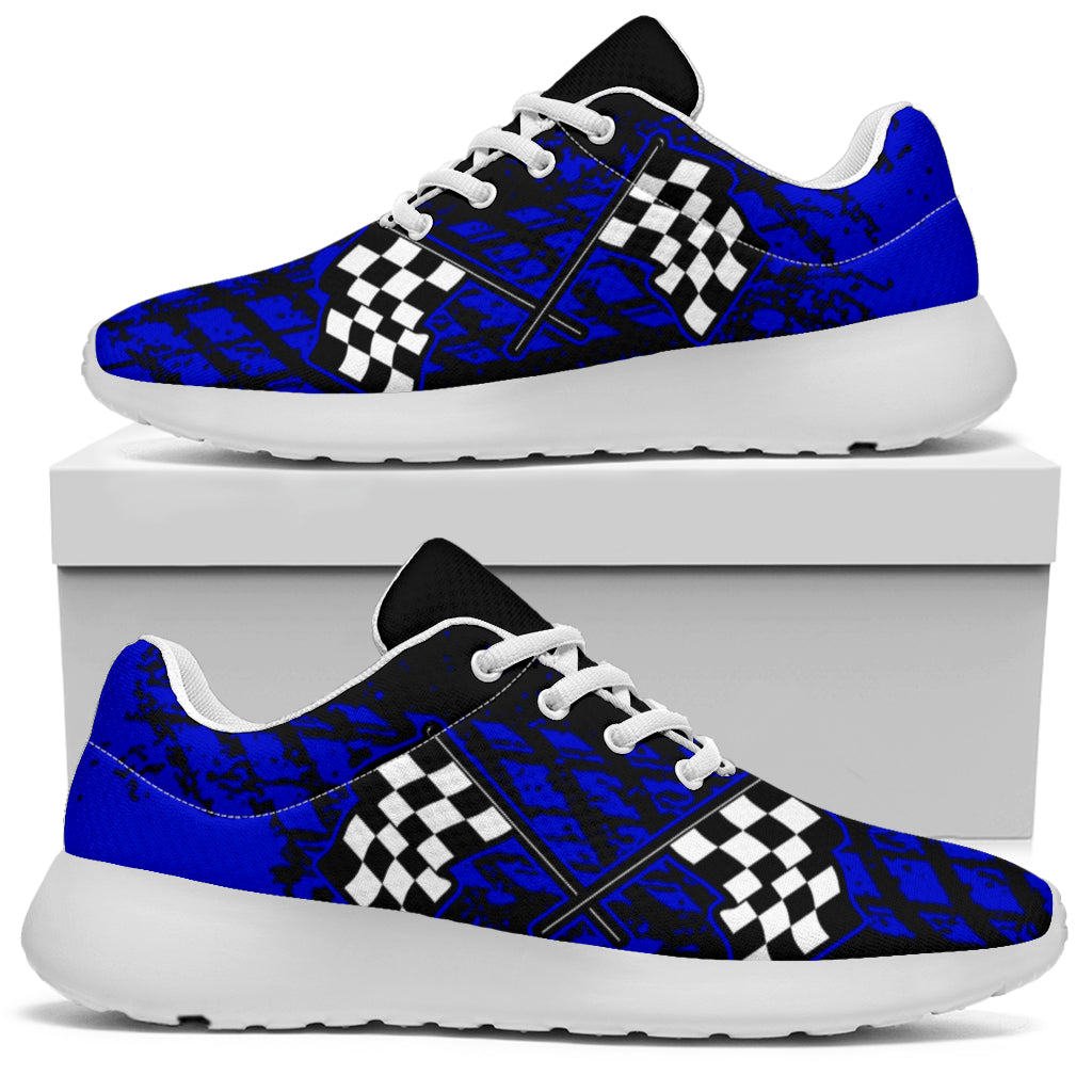 Dirt Racing Blue Muddy Flag Sneakers White