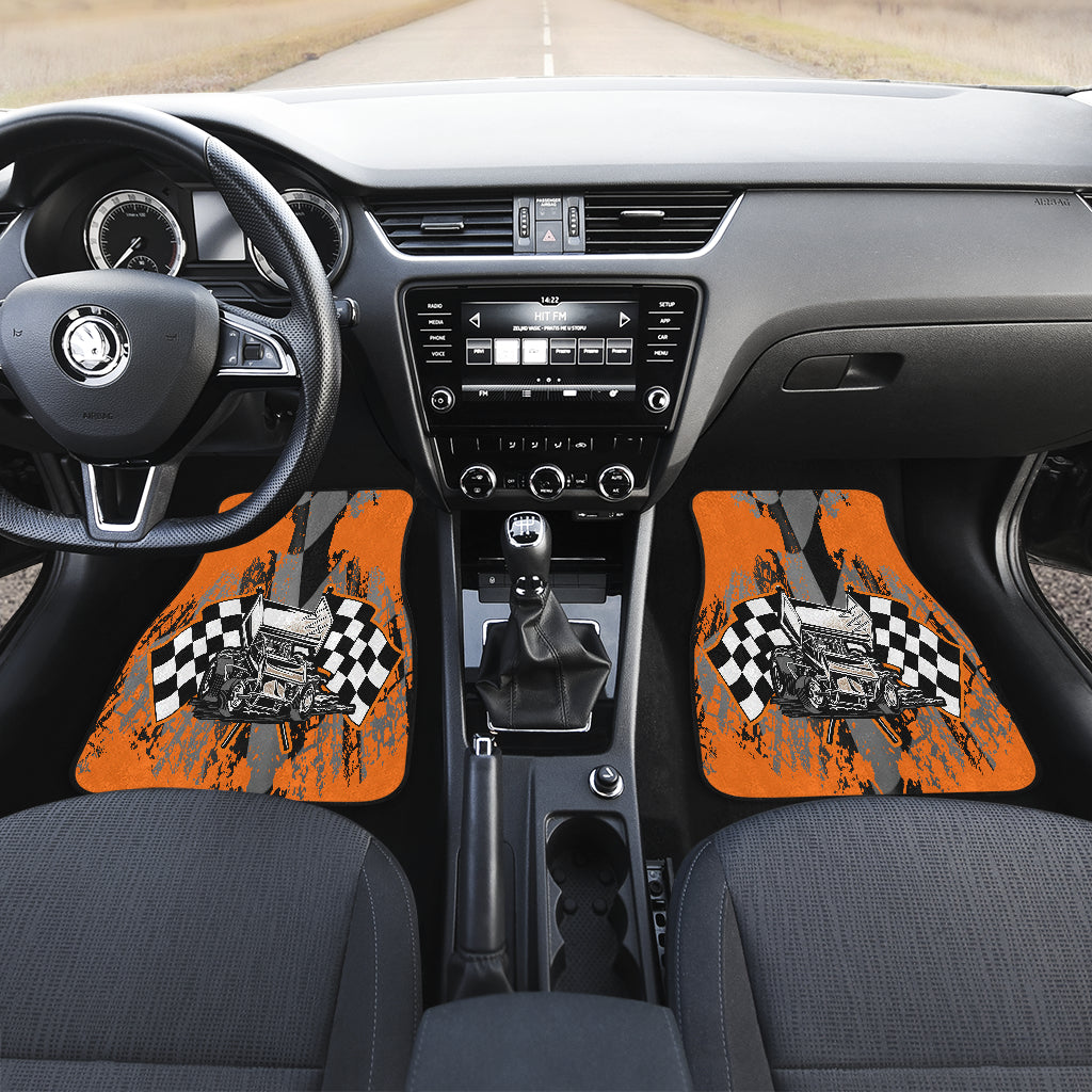 2 Front Orange Sprint Car Racing Car Mats