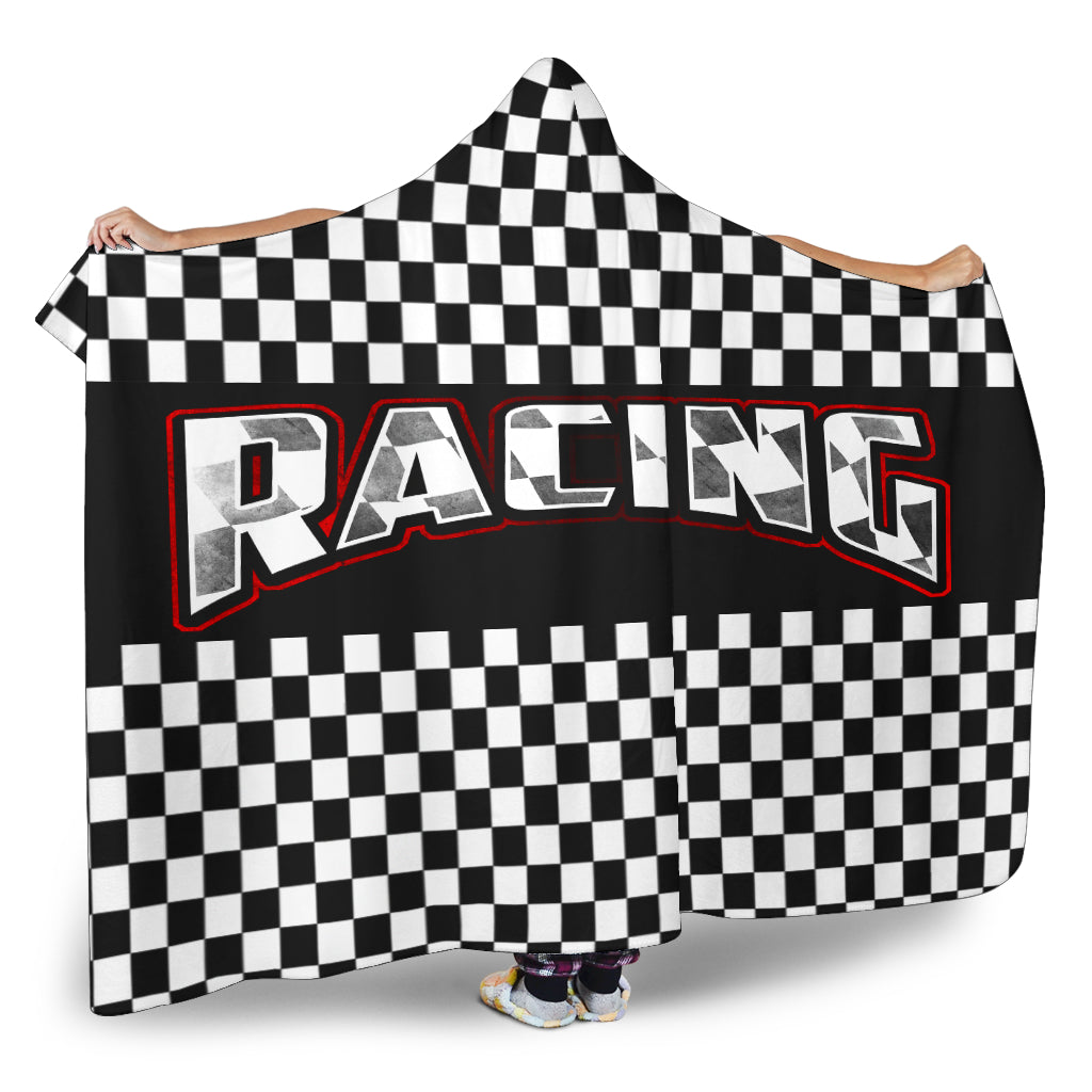 Racing Checkered Hooded Blanket