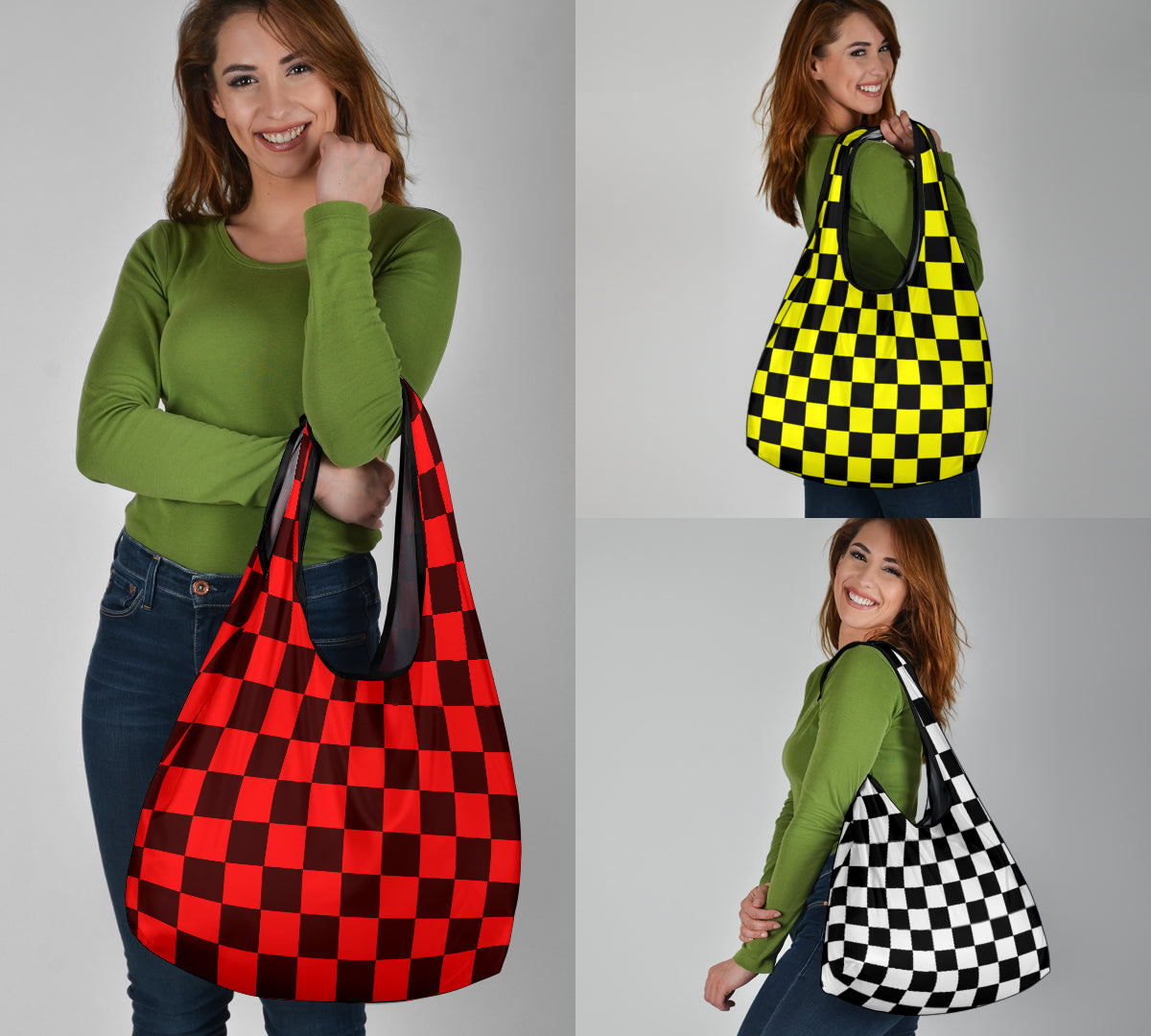 Racing Checkered Grocery Bags