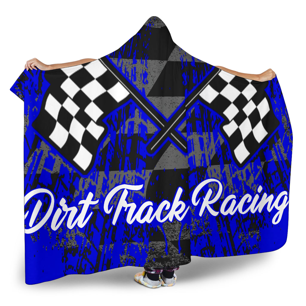 Dirt Track Racing Hooded Blanket blue