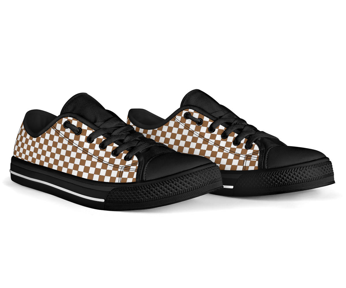 Racing Brown Checkered Low Tops Black