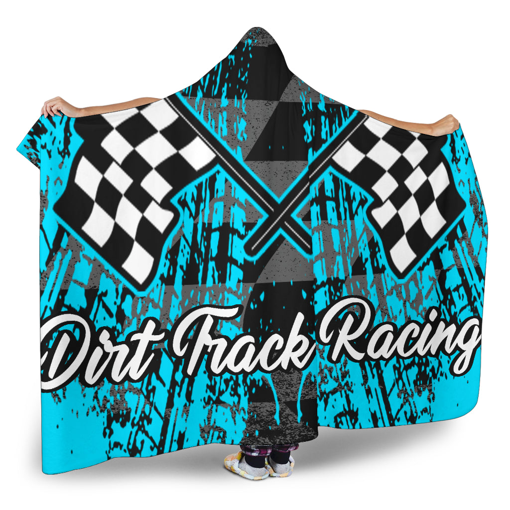 Dirt Track Racing Hooded Blanket carolina blue