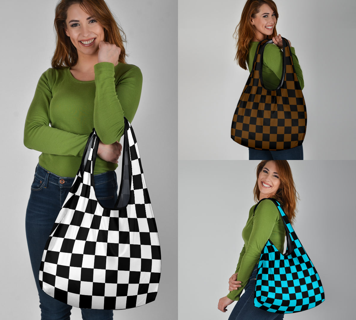 Racing Checkered Grocery Bags