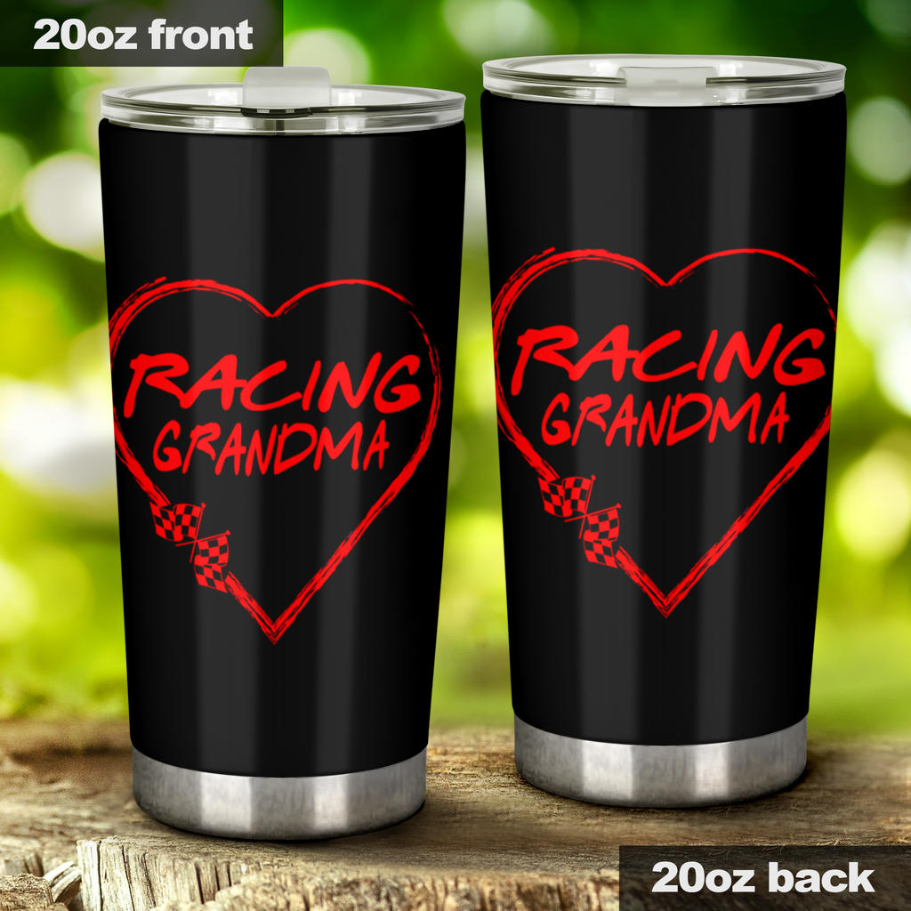 Racing Grandma Heart Tumbler