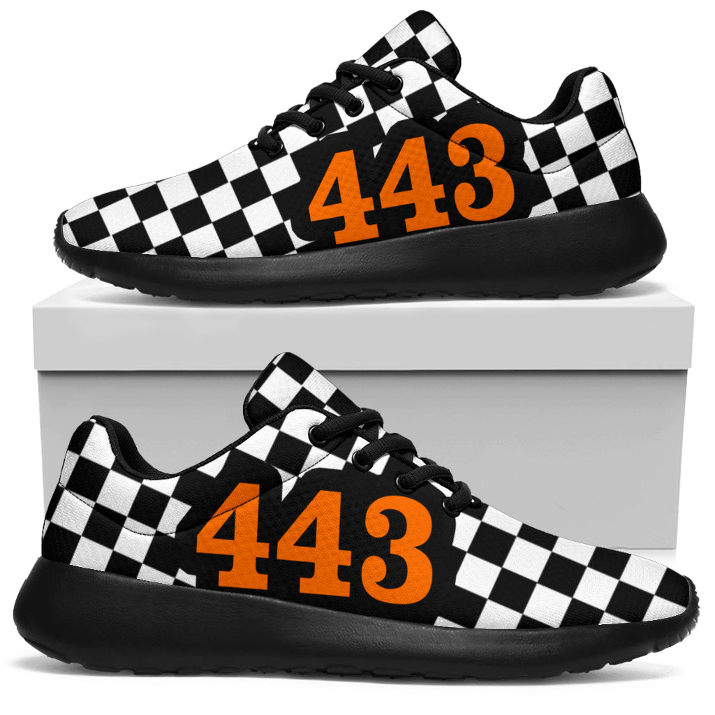 custom racing sneakers number 443 orange
